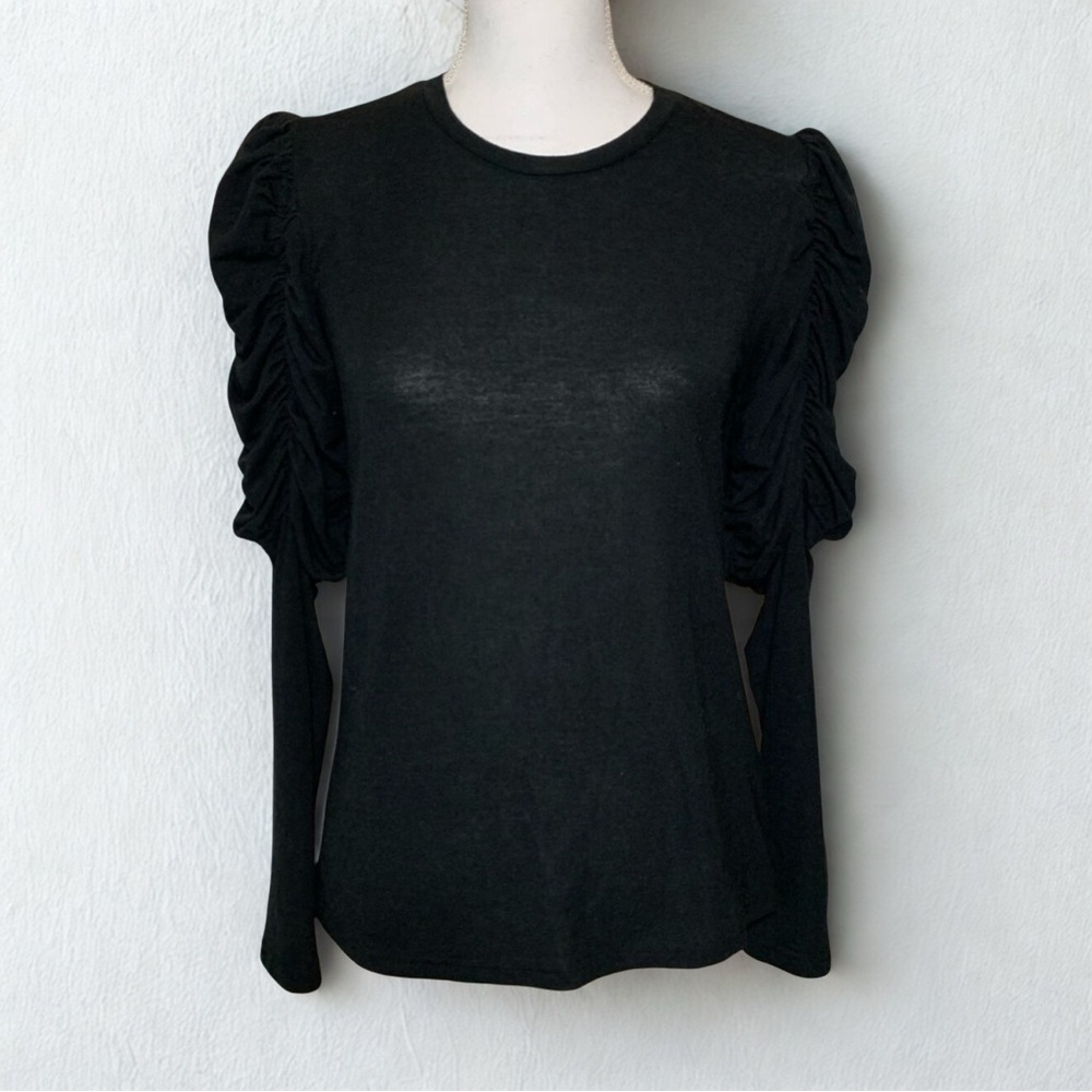English‎ Factory Black Ruched Long Sleeve Top Women Small